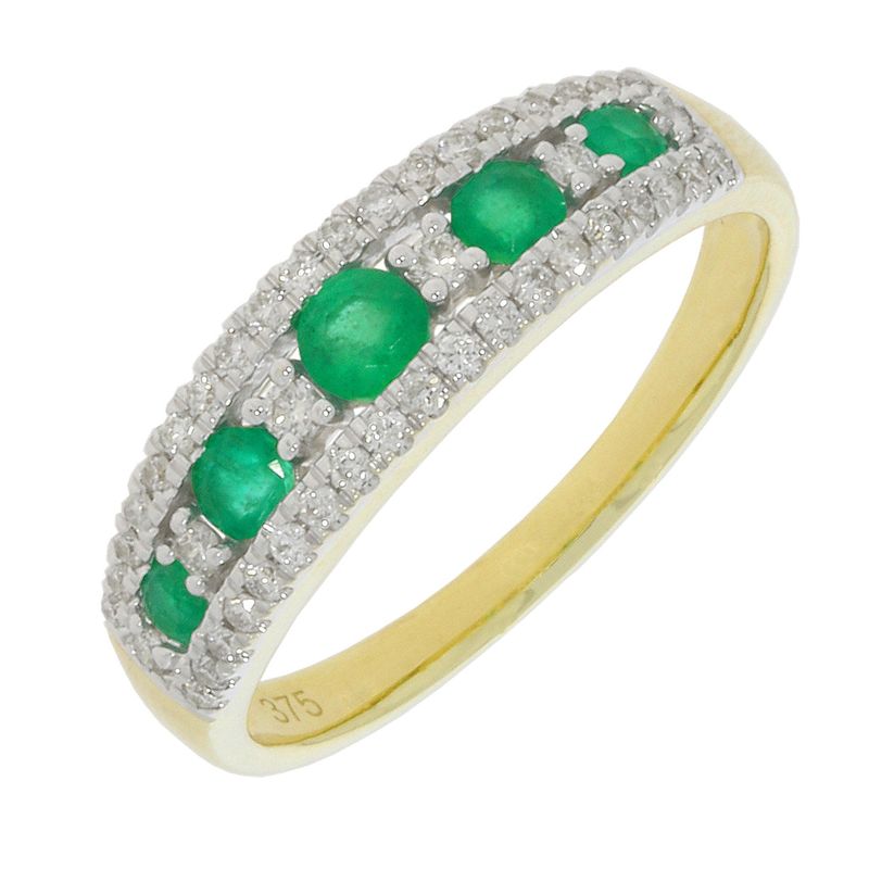 9ct Yellow Gold Emerald and Diamond Eternity Style Ring – Gibneys ...