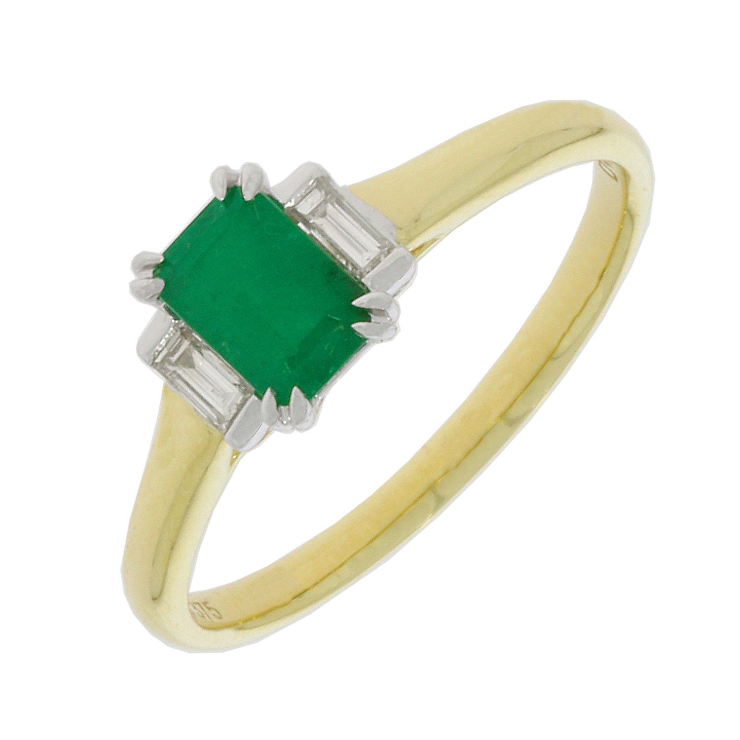 9ct Yellow and White Gold Emerald and Diamond Ring – Emerald Jewellery ...