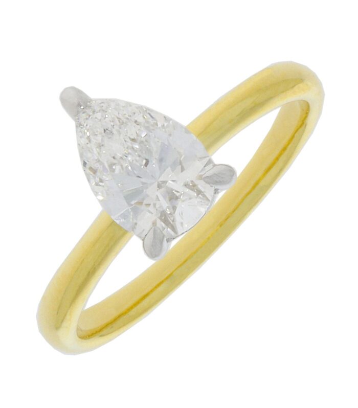 Lab Grown 18ct Yellow Gold Pear Shape Diamond Ring